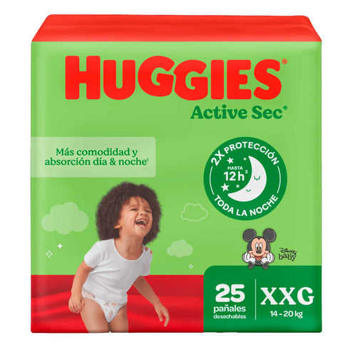 Pañales Huggies Active Sec Etapa 5 Xxg 25 Unds