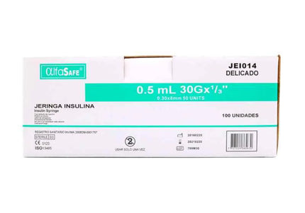 Jeringa Alfa Ins.0.5Ml 30Gx1/3(8Mm)100Un