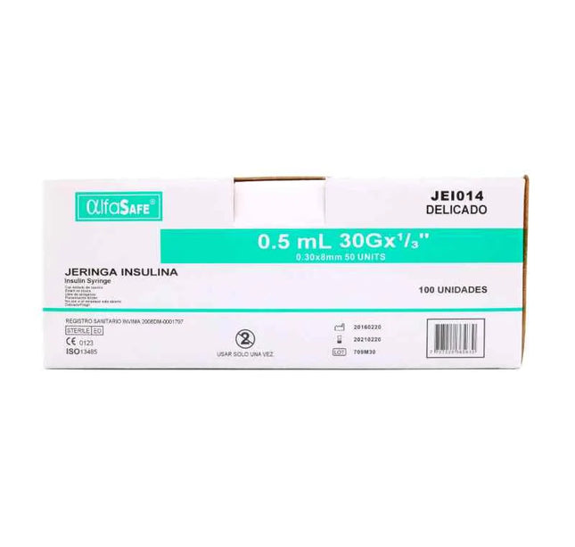Jeringa Alfa Ins.0.5Ml 30Gx1/3(8Mm)100Un