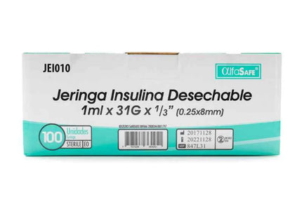 Jeringa Alfa Insulina 1 Ml 31Gx1/3(8Mm)100Und