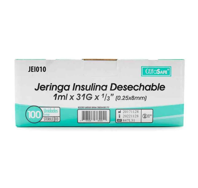 Jeringa Alfa Insulina 1 Ml 31Gx1/3(8Mm)100Und
