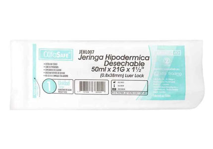 Jeringa Alfa Safe 50 Cc 21 G X 1 1/2
