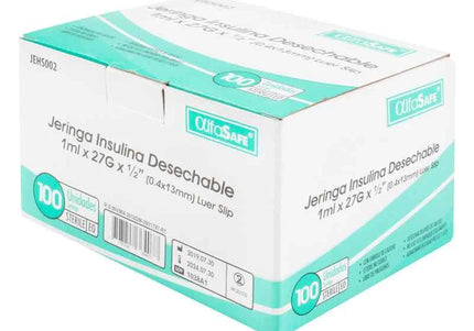 Jeringa Alfa Insulina 1 Ml 27Gx1/2(13Mm)100 Und