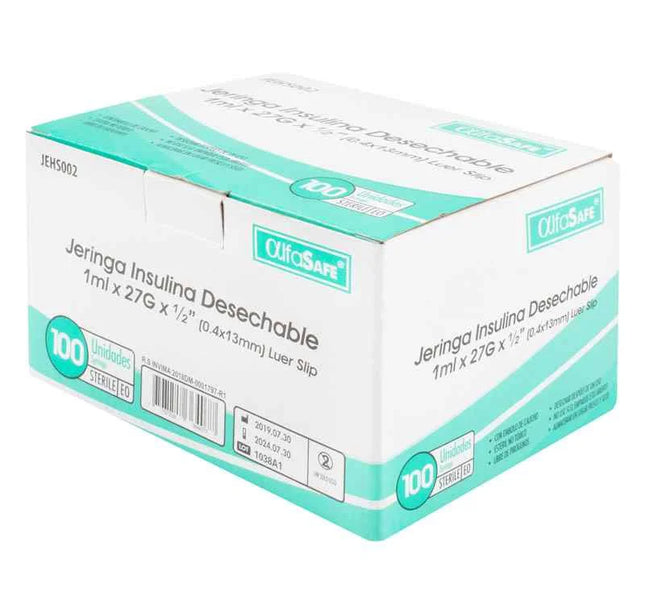 Jeringa Alfa Insulina 1 Ml 27Gx1/2(13Mm)100 Und