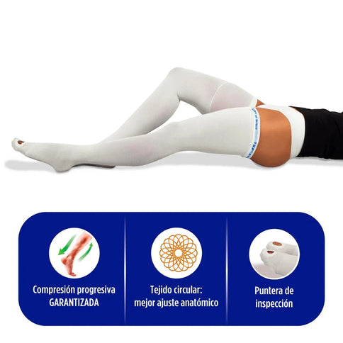 Anti embólica Muslo Novarix 18-22Mmhg Blanco Talla L