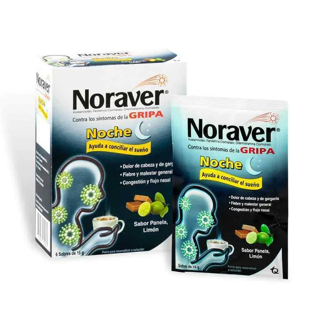 Noraver Gripa Bebida Noche 15Gr 6 Sobres