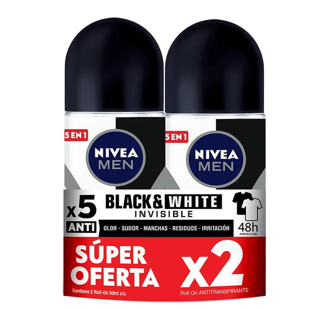 2 Desodorante Nivea Rol Invisible Black White 50Ml