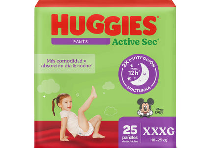 Pañal Huggies Pants Active Sec Xxxg 25 Unidades