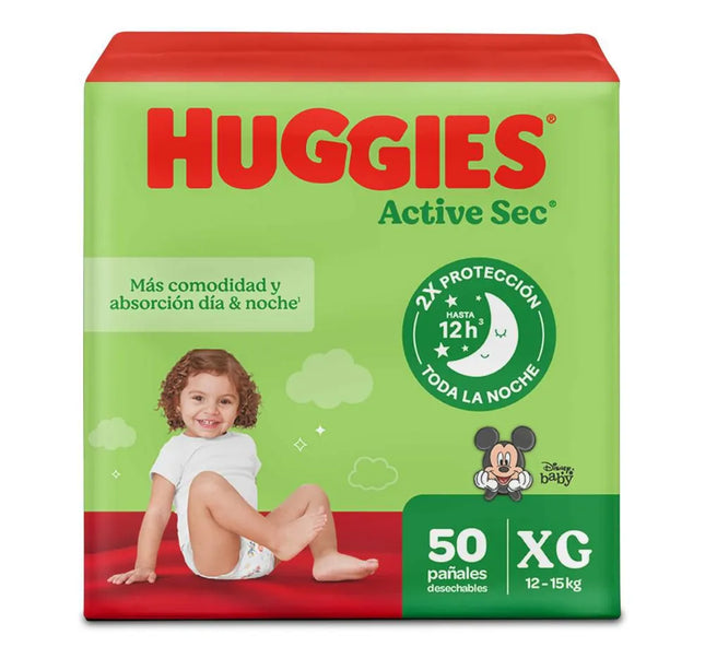 Pañales Huggies Active Sec Etapa 4 Xg 50 Und