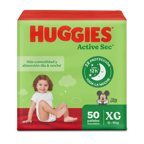 Pañales Huggies Active Sec Etapa 4 Xg 50 Und
