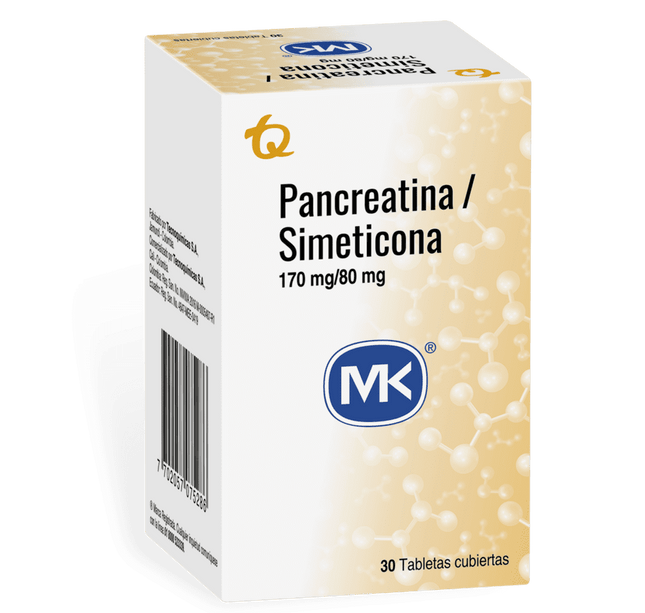 Pancreatina Simeticona 30 Tabletas Mk