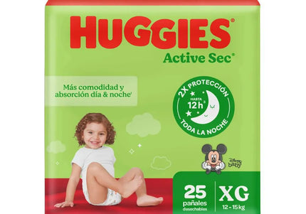Pañales Huggies Active Sec Etapa 4 Xg 25 Unds