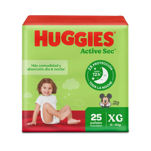 Pañales Huggies Active Sec Etapa 4 Xg 25 Unds