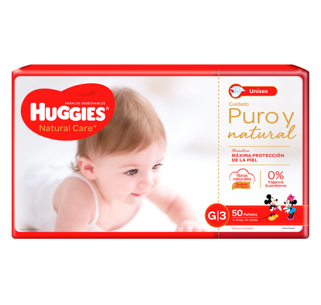 Pañales Huggies Natural Care Unisex Gde Etapa3 50Und