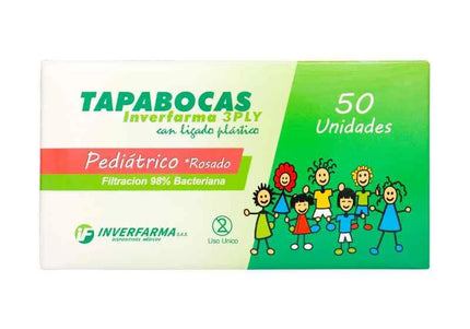 Tapaboca Pediátrico Rosa E.I. 50 Und Inverfarma