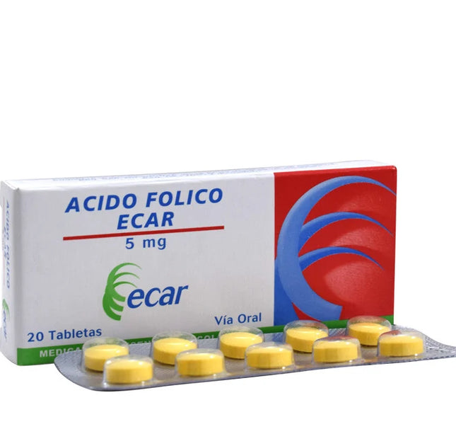 Acido Folico 5 Mg 20 Tabletas Ecar