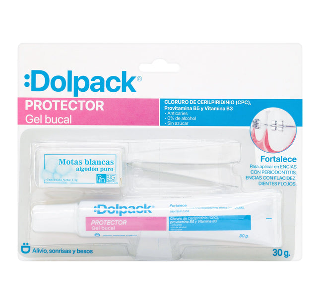 Gel Bucal Dolpack Protección 30G + Pinzas + Algodón