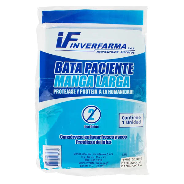 Bata Paciente Manga Sisa 5 Und Talla Unica Inverfarma