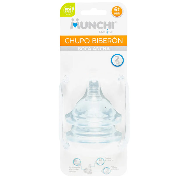 Chupon Munchi Magical Boca Ancha 6 Meses 2 U