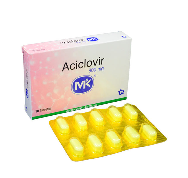 Aciclovir 800 Mg 10 Tabletas Mk
