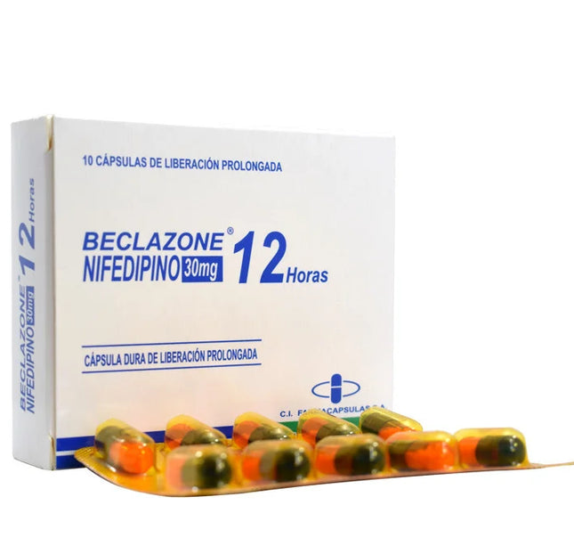 Nifedipino Beclazone 30 Mg 10 Capsulas