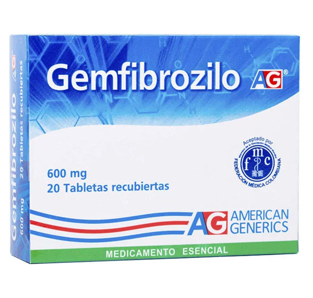 Gemfibrozilo 600 Mg 20 Tabletas Ag