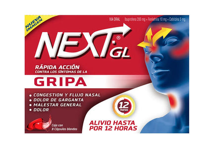 NEXT GL GRIPA 8 CAPSULAS BLANDAS
