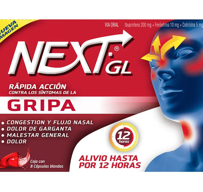 NEXT GL GRIPA 8 CAPSULAS BLANDAS