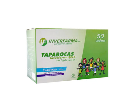 Tapaboca Pediátrico Azul E.I.50 Und Inverfarma