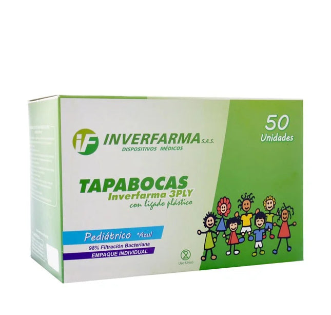 Tapaboca Pediátrico Azul E.I.50 Und Inverfarma