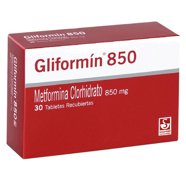 Gliformin Metformina 850 Mg 30 Tabletas