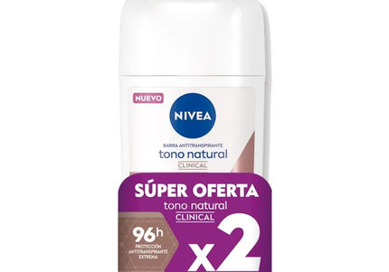 2 Desodorante  Nivea Tono Natural Clinical Barra