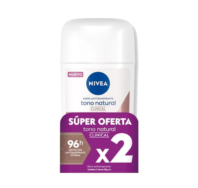 2 Desodorante  Nivea Tono Natural Clinical Barra