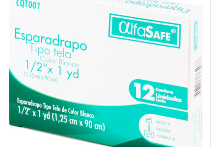 Esparadrapo Tela Alfa Blanco 1/2 1 Yd 12 Und