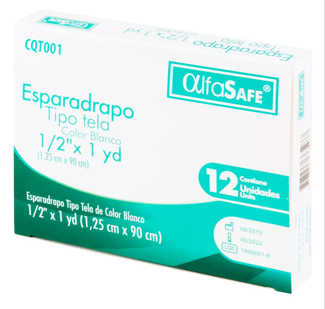 Esparadrapo Tela Alfa Blanco 1/2 1 Yd 12 Und
