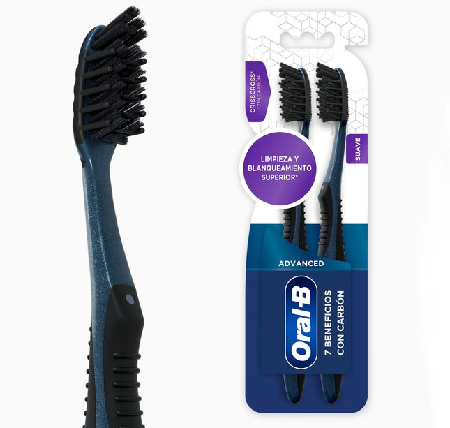 2 Cepillo Manual Oral-B 7 Beneficios Negro