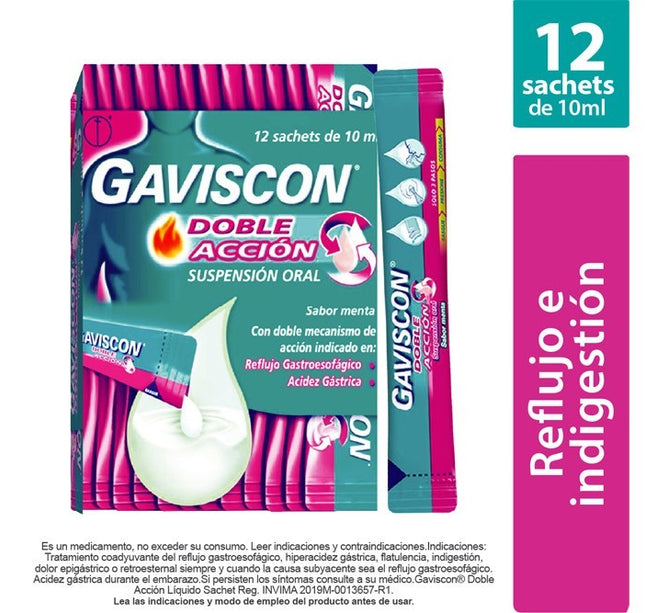 Gaviscon Doble Accion Suspension10 Ml X 12Unidades