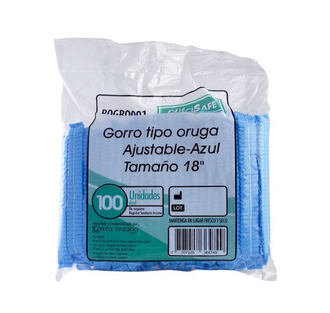 Gorro Tipo Oruga Azul Alfa 100 Und