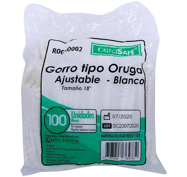 Gorro Tipo Oruga Blanco Alfa 100 Und