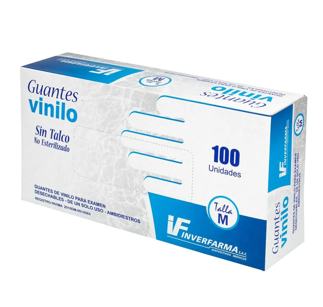 Guante De Vinilo Talla M 100 Und Inverfarma
