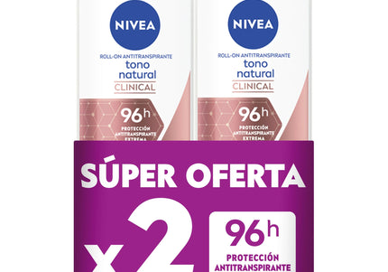 2 Desodorante Nivea Roll on Clinical Tono Natural 50Ml