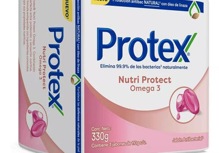 3 Jabones Protex Antibacterial Omega 3 110 Gr
