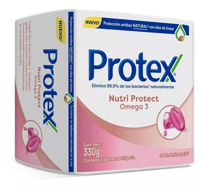 3 Jabones Protex Antibacterial Omega 3 110 Gr