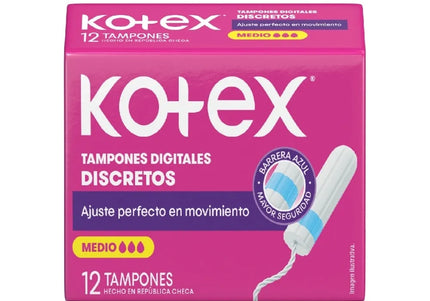Tampones Digitales Kotex Medio 12 Unidades