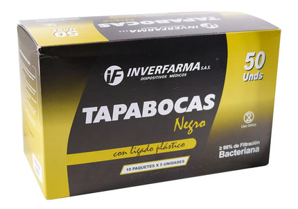 Tapaboca 50 Uds Negro 10Px5 Uds Inverfarma