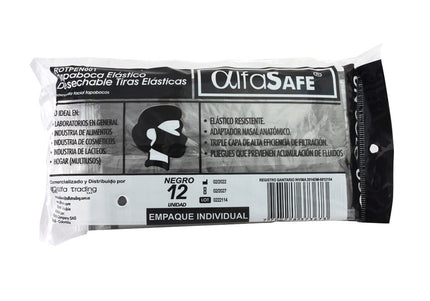 Tapabocas Alfa Safe Negro 12 Und