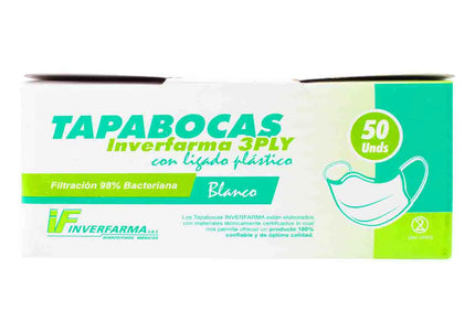 Tapaboca Blanco 50Und 10Px5 Und Inverfarma