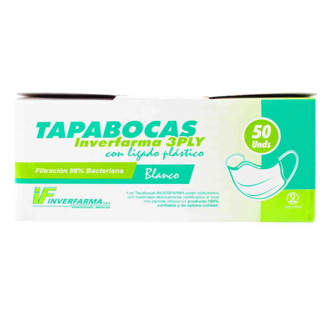 Tapaboca Blanco 50Und 10Px5 Und Inverfarma