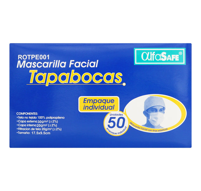Tapaboca Desechable Alfa Azul E.I 50Uds
