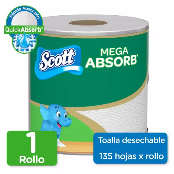 Toalla Papel Scott Mega Absorbente 135 Hojas